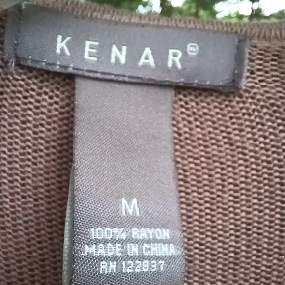 KENAR BOHO COASTAL GRANNY RUFFLED SWEATER WRAP MEDIUM MOCHA - Picture 9 of 17